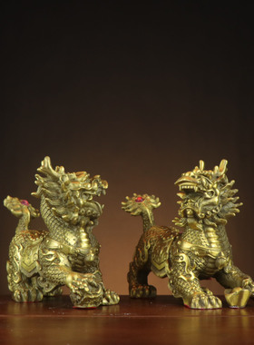 铜麒麟 祥瑞麒麟 八宝麒麟 家居办公室铜摆件