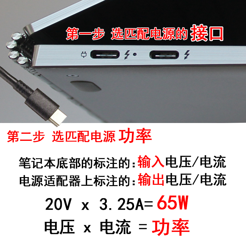 ThinkPad联想Type-C电源适配器线S3-490 S3锋芒S2 YOGA 5th Gen 2019/18 P52s笔记本电脑65W雷电USB-C充电器-图1