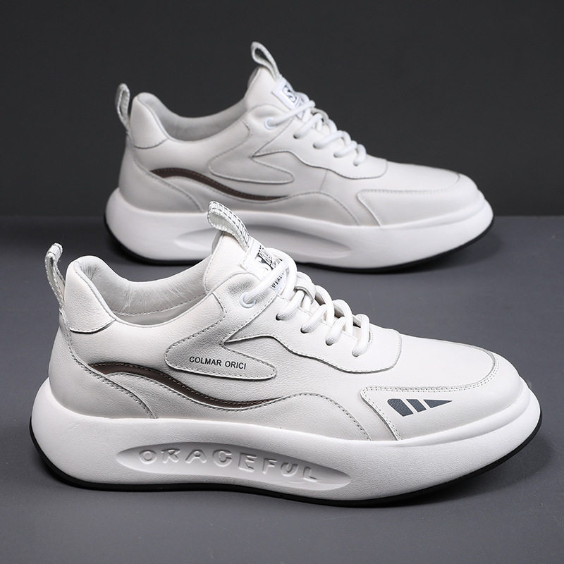 高档男鞋2025秋季男士白色头层牛皮运动休闲鞋旅游鞋波鞋小白鞋,淘宝优惠券,粉丝福利购,淘宝优惠卷