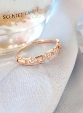 情侣对戒链条钻戒送女友礼物