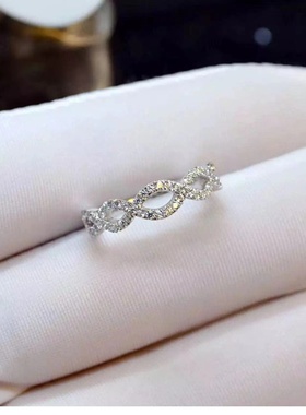 莫桑石麻花波浪戒指简约