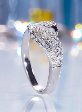 莫桑石D色天鹅开口戒指