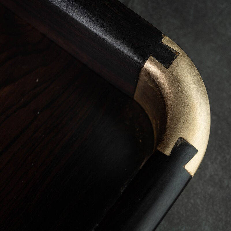Rongshantang African rosewood inlaid copper corner solid wood rectangular tray size household kung fu tea set tea tray