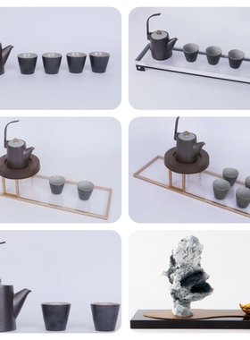 新中式雕塑禅意假山摆件架子