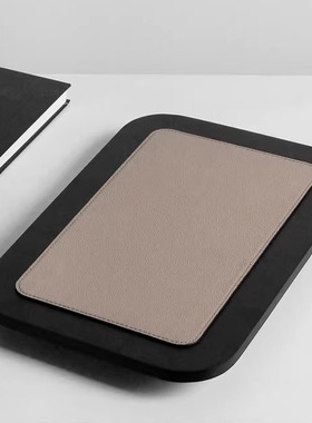 轻奢简约咖色皮革木质几何托盘