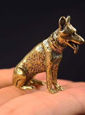 景超富康仿古实心全黄铜办公桌面小摆件大黄狗古铜茶宠饰品工艺品