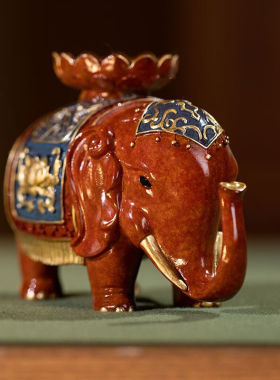 朱炳仁铜吉象安康新中式家居客厅书房桌面创意精品装饰礼品套装象