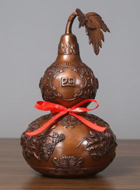 铜欣祥紫铜葫芦摆件办公室桌面工艺品公司开业乔迁新居礼品客厅玄