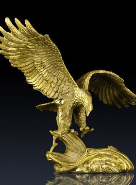 古叶家居纯黄铜老鹰摆件办公室老鹰工艺品大展宏图雄鹰家居饰品商