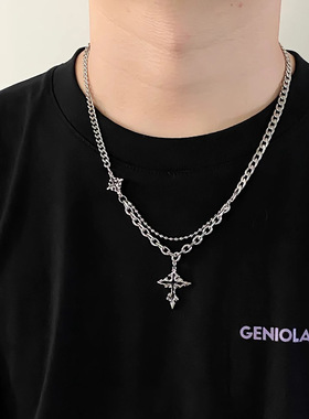 十字架吊坠男士项链潮百搭男款潮流男生嘻哈小众高级感链子配饰女