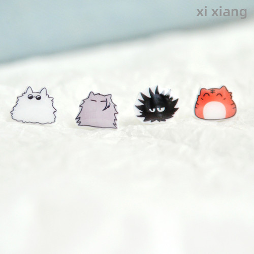 咒术回战同人猫猫虎周边耳钉耳夹无耳洞五条悟夏油杰耳环可爱动漫 - 图2