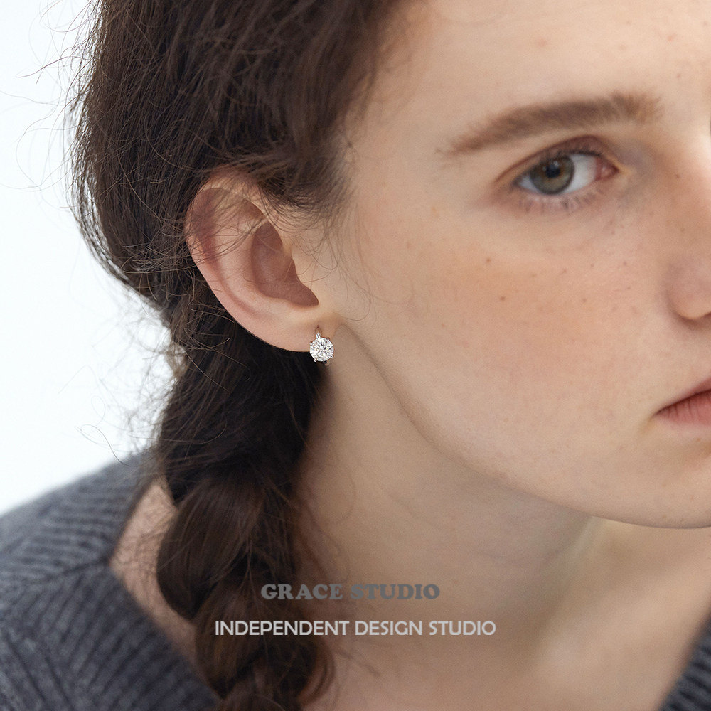 G/S经典款 轻奢超闪莫桑钻纯银耳扣耳圈火彩钻石首饰耳环耳饰女,淘宝优惠券,粉丝福利购,淘宝优惠卷