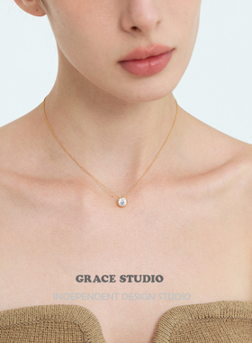 经典简约一颗锆石纯银项链锁骨链