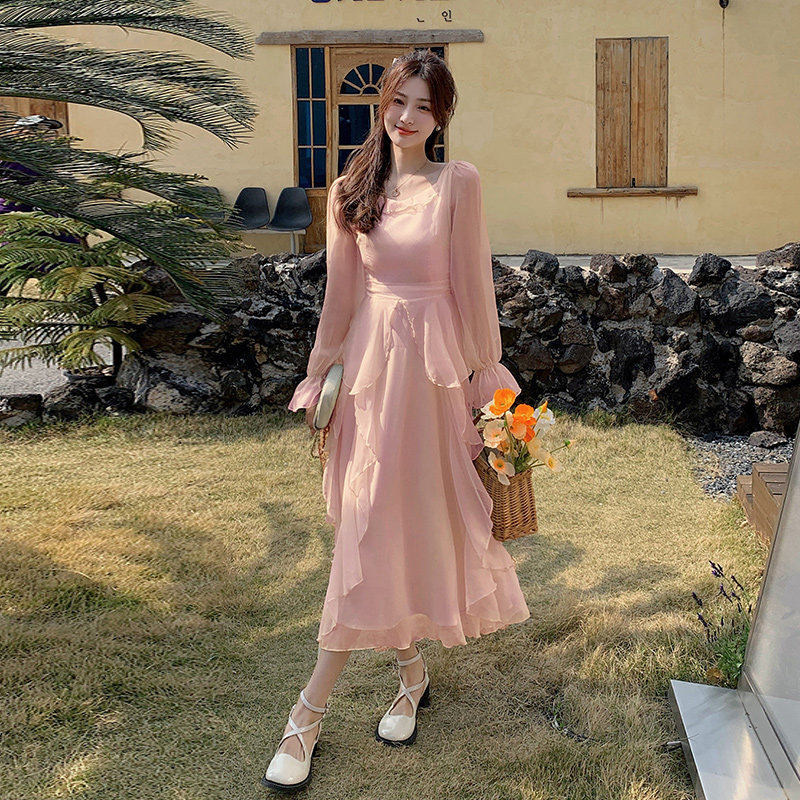 现货新款上市高腰优质圆领精品纯色疯狂促销常规2024夏仙女连衣裙