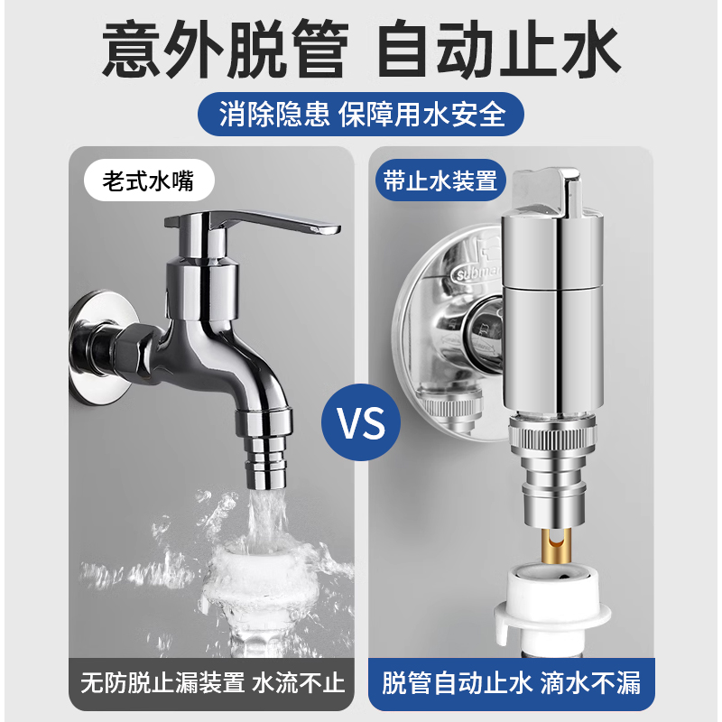 潜水艇洗衣机水龙头正品自动止水阀全铜进水口专用接头4分6分家用-图0