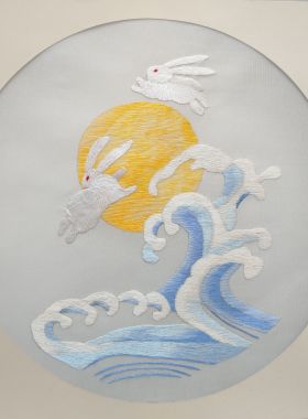 中国吉祥寓意刺绣真丝双面手工刺绣清货画芯扇面老绣片多款入