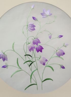 真丝双面手工刺绣清货画芯扇面老绣片中式兰花兰草多款入
