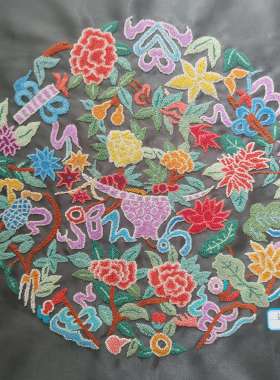 京绣老绣片手工刺绣画芯礼品diy衣服包改造布吉祥八宝微偏椭圆