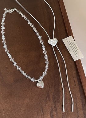 清新百搭爱心吊坠项链女轻奢高级感个性精致时尚潮流颈链锁骨链