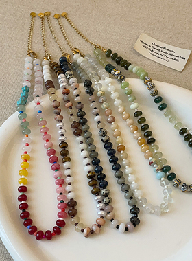 复古轻奢天然石玛瑙串珠项链女高级感优雅时尚潮流百搭颈链锁骨链