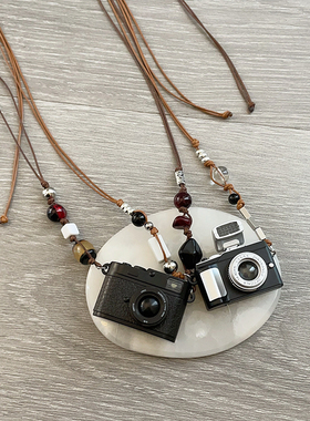 咔嚓闪光有声相机吊坠项链女小众设计感复古个性百搭颈链毛衣链