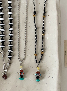 宋佳董洁同款开运许愿塔吊坠编织绳项链女中式复古潮流颈链锁骨链