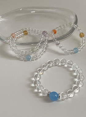 清新小众白色串珠弹力绳手链女简约高级感独特精致百搭手环手饰