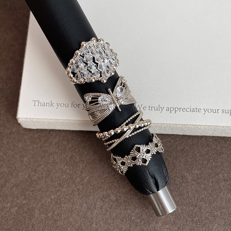 Retro high-end geometric bow twist gold ring women's light luxury personality fashion trend ring ring