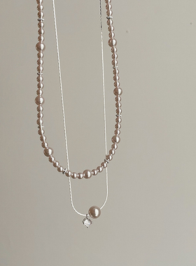 气质小众粉光珍珠叠戴项链女简约高级感独特时尚潮流颈链锁骨链