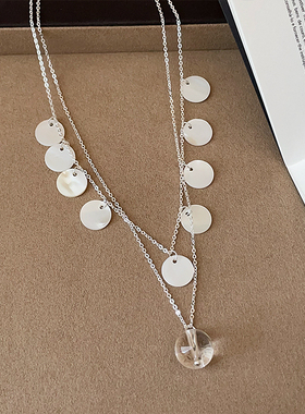 潮流ins贝壳圆片项链女简约高级感气质时尚简约百搭颈链锁骨链