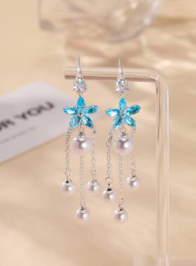 品牌官方s925银针轻奢锆石花朵珍珠耳钉小众时尚高级感优雅百搭精