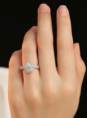 S925银跨境外贸艾莎公主一克拉D色莫桑钻石戒指网红百搭手饰批发