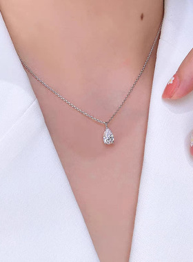 欧美畅销纯银吊坠水滴爱心鸽子蛋莫桑石项链一两克拉女款空托