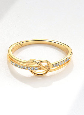 跨境热销 s925纯银双打结缠绕戒指女简约时尚欧美风网红食指环饰