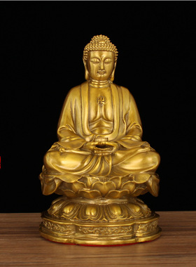 铜三宝佛佛像摆件阿弥陀佛释迦牟尼佛药师佛家居供奉铜器工艺品