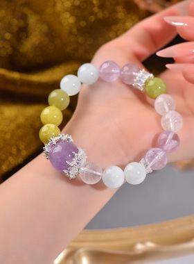 天然白幽灵青提奶盖海蓝宝紫水晶小红书爆款DIY手链手串高级设计