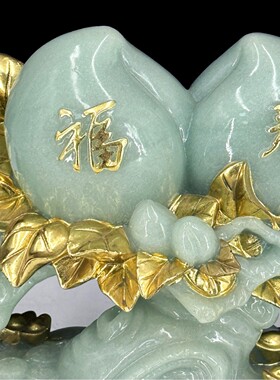 中式寿桃摆件福寿双全送爷爷奶奶607080大寿生日礼物贺礼桌面摆设