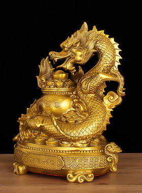 铜龙摆件金钱龙祥龙聚宝工艺品家居摆件财富兴隆铜器店铺前台装饰