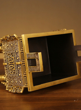 厂家直发铜鼎方鼎黄铜鼎盛千秋家用香炉开业摆放摆饰开业盛鼎铜鼎