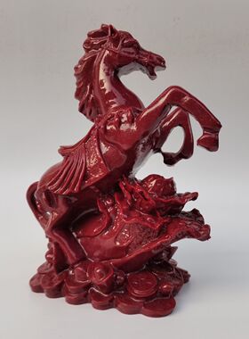 爆款朱砂家居客厅摆件马上发财公司前台办公室装饰摆设马百财白菜