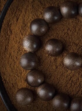 天然沉香木玉石双圈手串男女情侣款木质佛念珠复古文玩手链送礼物