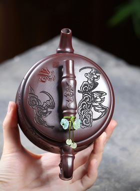 宜兴紫砂壶原矿古乌泥匠心手工制作汉瓦云海乾坤功夫茶具礼盒包装