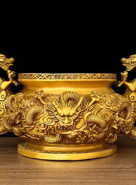 铜大号九龙香炉摆件家居玄关客厅寺庙祠堂庭院烧香佛具用品