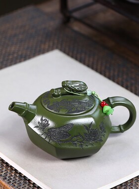一件宜兴原矿绿泥青玉蝉鸣270cc家用泡茶壶茶具出水爆爽