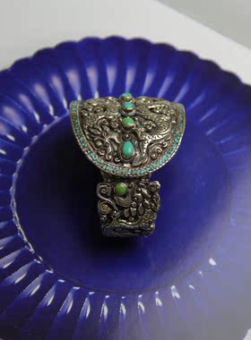 承李李原创设计松石老银手镯