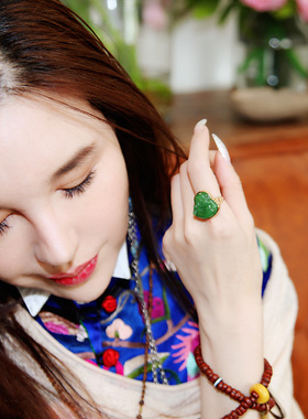 承李李18k金笑口常开弥勒佛戒指