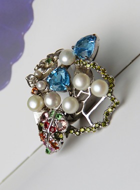 承李李原创设计珍珠托帕石戒指