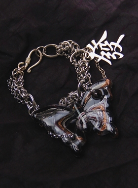 承李李原创设计 琉璃蝴蝶雕刻民族风现货 轻奢小众时尚高级感手链