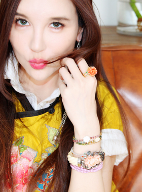 承李李原创设计风纯银镶嵌手镯