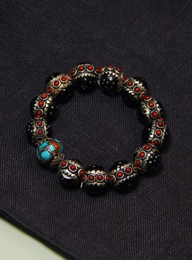 承李李原创设计纯银镶嵌有机手串